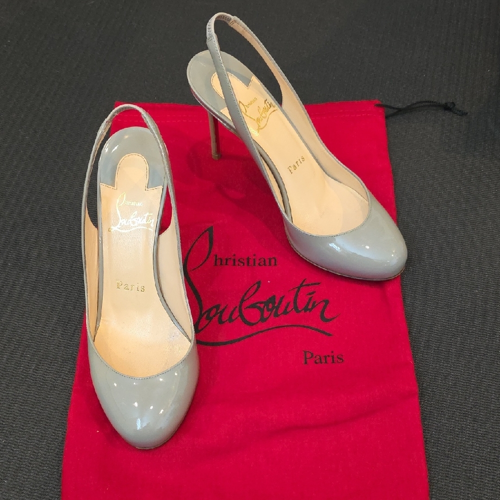 Christian Louboutin Elegant Gray Slingback Heels